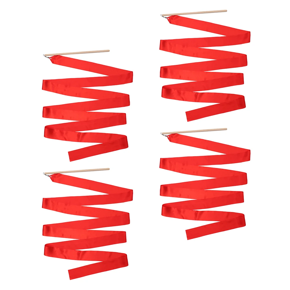 

4Pcs Gymnastics Ribbon Kids Dancing Streamer Colorful Premium Material Use Performance Rhythmic Dance Props