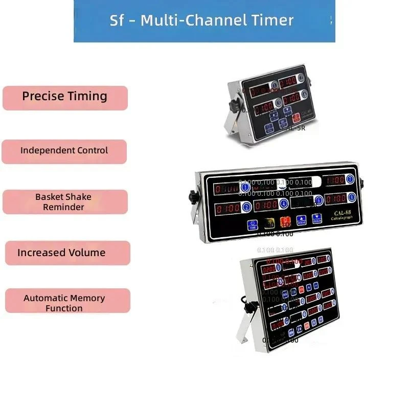 for Commercial 8 + 8 Channel Timer Kitchen Reminder Baking Rewind Timer Burger Fried Chicken Shop Equipment