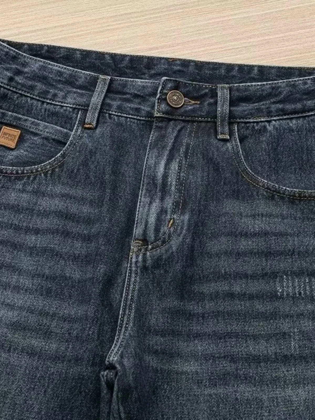 

Высококачественные мужские джинсы с вышивкой, прямые свободные джинсы с микроконусом, модные брендовые длинные брюки большого размера, осенне-зимняя повседневная одежда