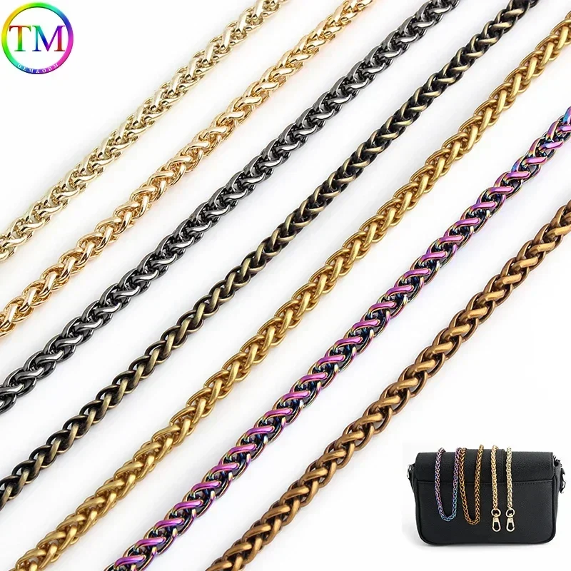 60CM Long 6MM Width Metal Bag Chain Strap Lantern Chain With Hook For Women Bag Crossbody Shoulder Handle Wrap Chain Replacement