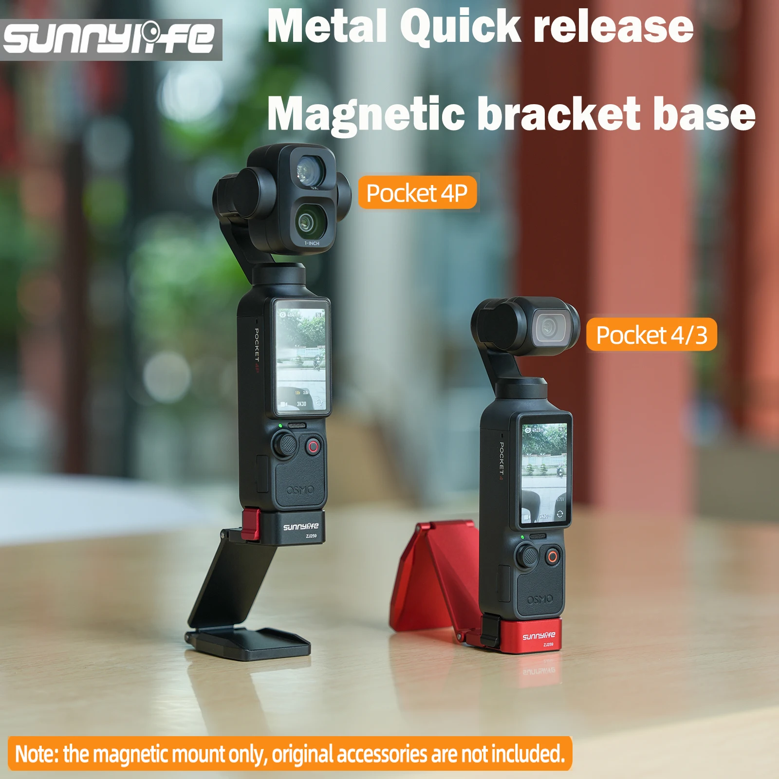 Support magnétique à dégagement rapide en métal Sunnylife pour DJI Osmo Pocket 4P/4/3, base 1/4 pouce, accessoires photo