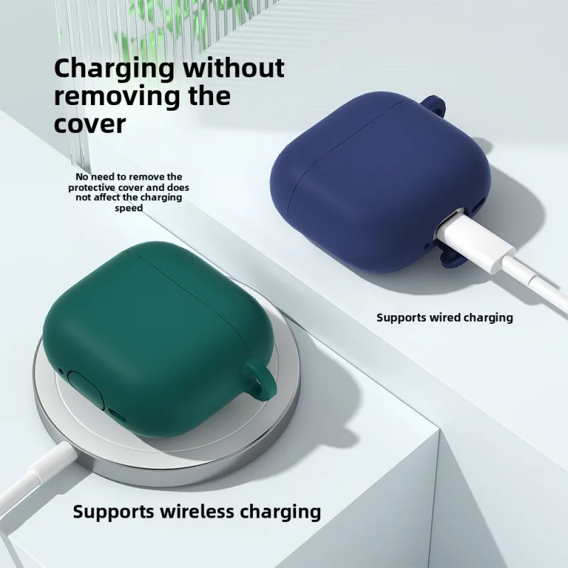 

Applicableairpods4Protective Cover Solid Color Silicone Applepro2Earphone Shell airpodspro3Protective Sleeve