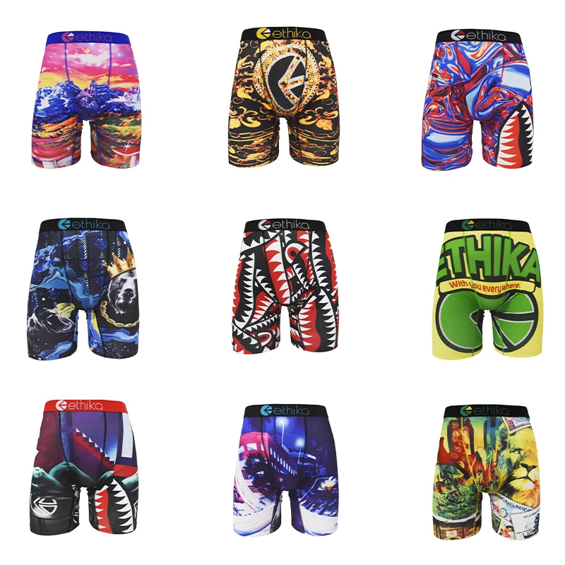 

1PC Men's Fashion Print Pattern - Long Boxer Shorts, Breathable and Comfortable Quick Drying Stretch Boxers, Sweatpants s-xxl