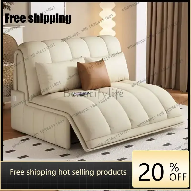 PGEuropean Foldable Electric Sofas Beige Designer Curved Modern Living Room Sofas Smart High Style Canape Lit Furniture For Home