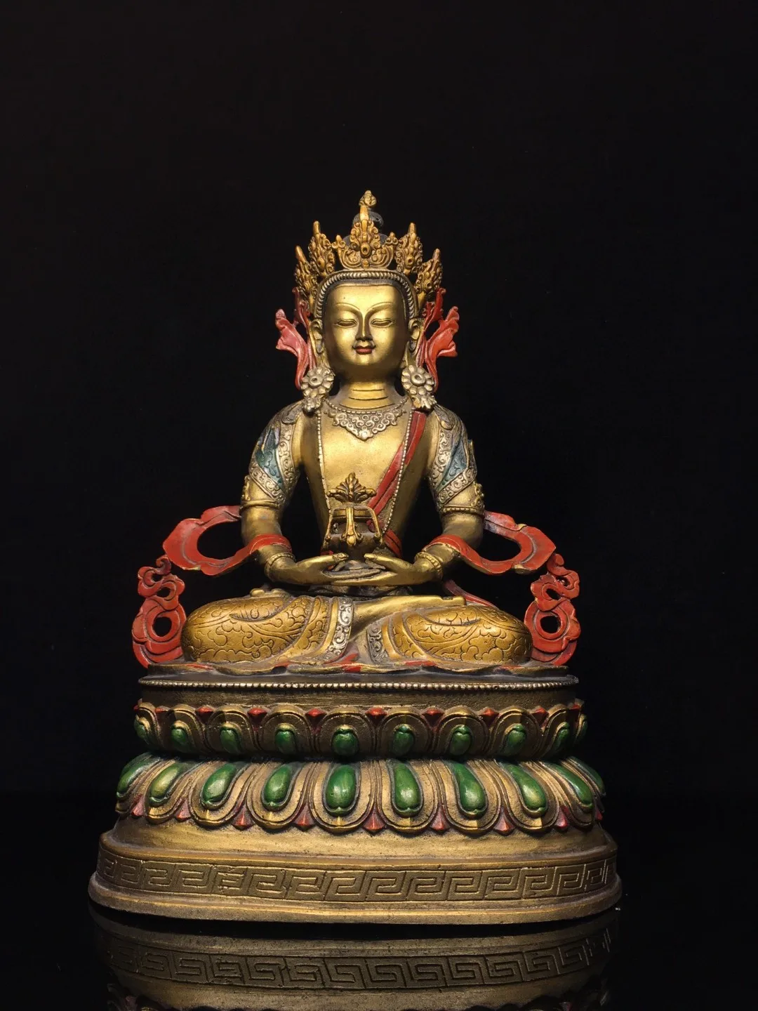 

Nepal Tibetan brass gilded painting infinite longevity Buddha Tara Guanyin Bodhisattva Buddha hall supplies 36cm