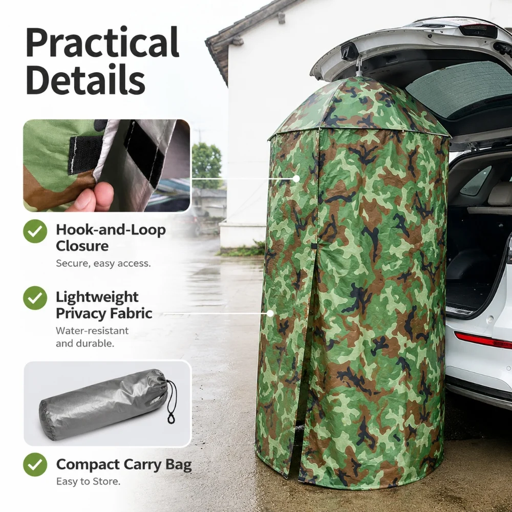 1 Unidad de Refugio Portátil de Emergencia Colgante para Privacidad, Tienda de Ducha y Cambio de Ropa para Camping, Puerta Trasera de Coche, Inodoro Exterior 77/90cm