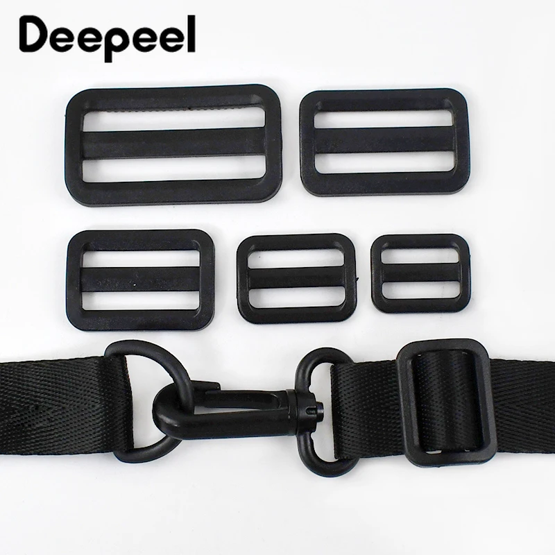 20/50Pcs Deepeel 20-50mm Black Plastic Ring Buckles Backpack Strap Tri Glide Slider Buckle Webbing Adjust Clasp DIY Accessories