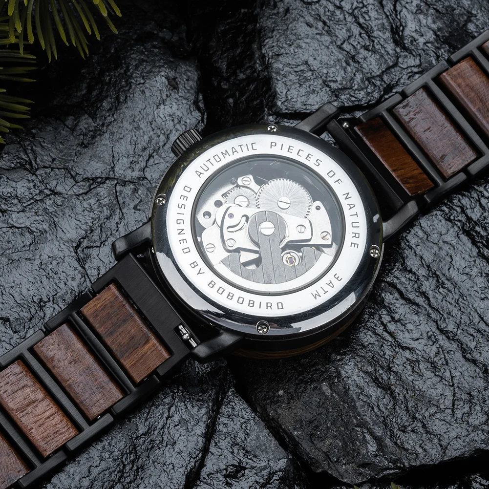 ساعة ميكانيكية BOBO BIRD 2022 موضة كلاسيكية للرجال ساعة يد أوتوماتيكية ساعات خشبية تابي صندوق هدايا مخصص reloj hombre #5