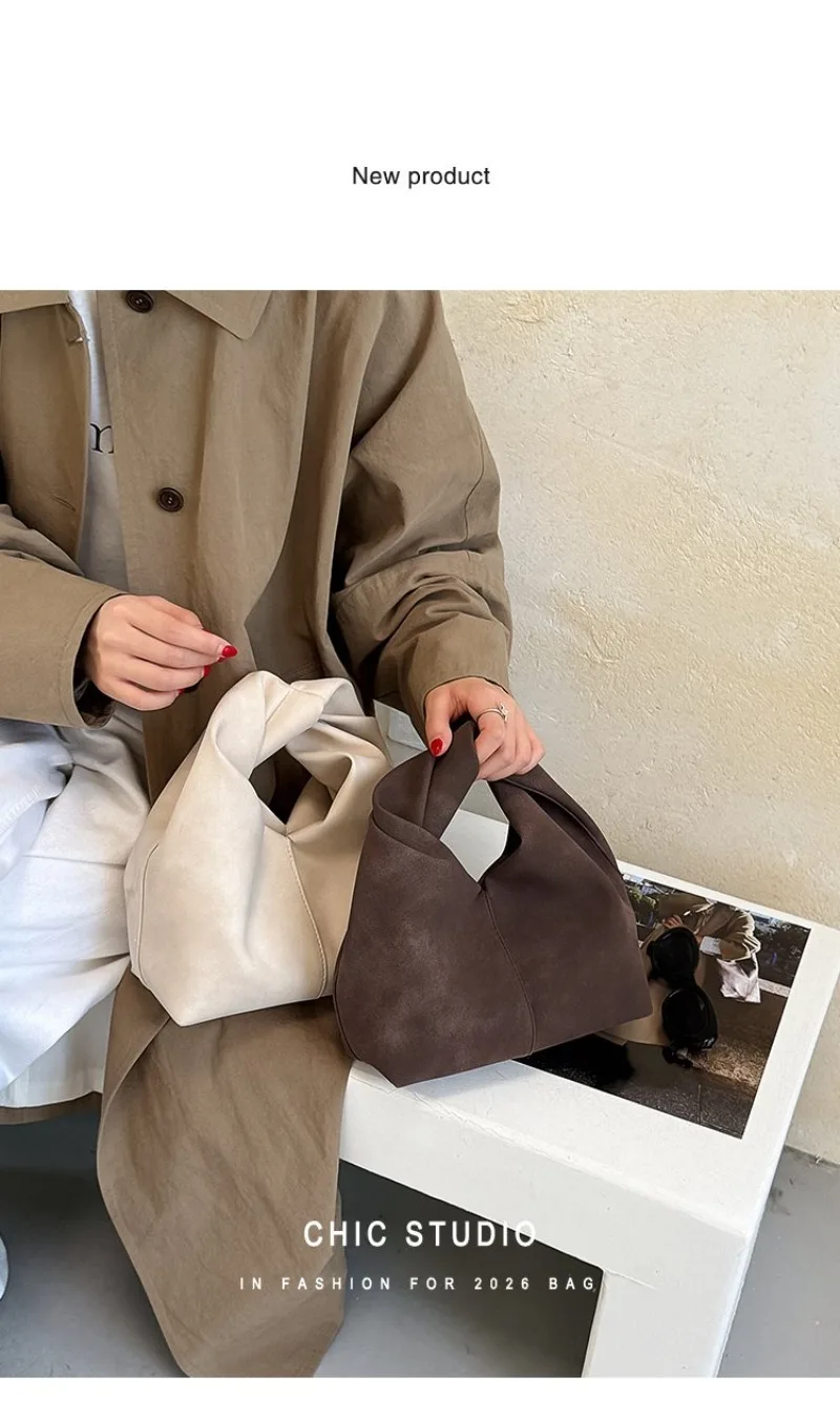 CEEKAY Wildleder-Handtasche im Hobo-Stil mit Perlenanhänger, Metallring, dünnem Riemen, vielseitig einsetzbar für den Alltag, Pendeln und Freizeit, große Kapazität – Detail 1