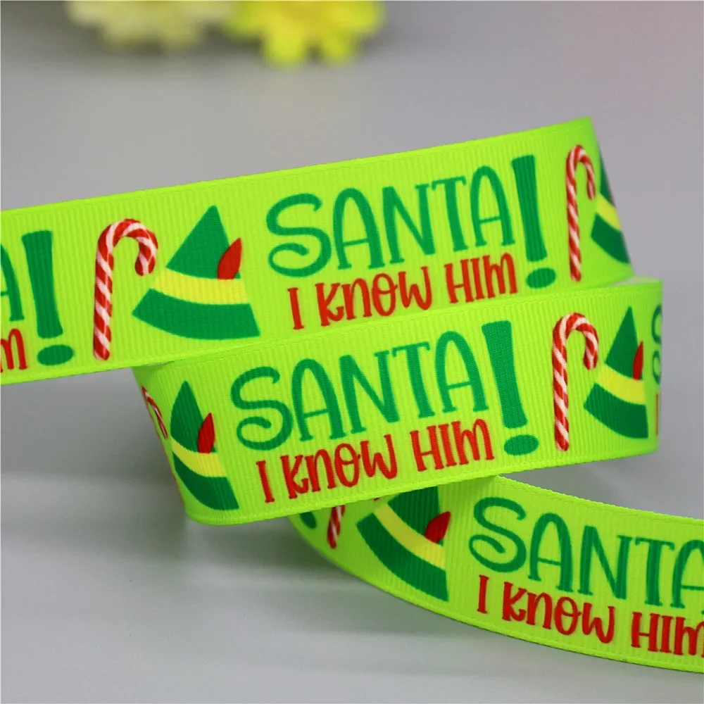 DUWES 50yards Christmas Santa Sock Printed Grosgrain Ribbon Akcesoria Nakrycia głowy Ozdoba Kołnierz DIY Szycie Rzemiosło D2442