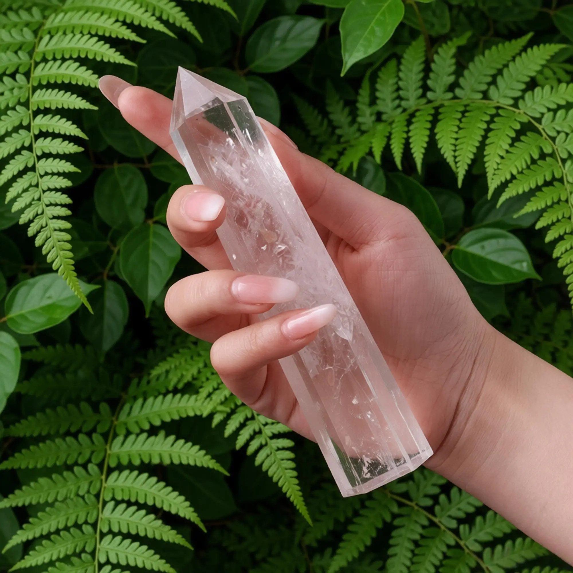 

1pc Hand-Polished Natural Clear Quartz Crystal Tower - Hexagonal Prism Magical Wand, Highly Home Decoration, Holiday Presents