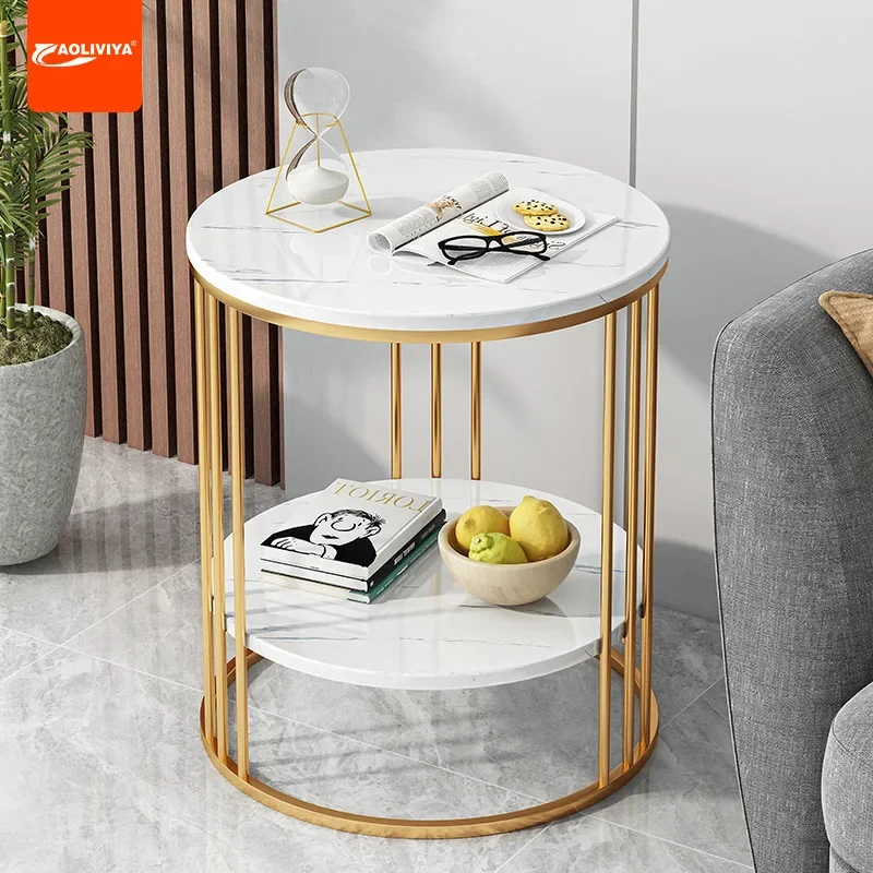 

Aoliviya Small Table Home Living Room Modern Minimalist Bedside Table Simple Light Luxury Creative Small round Table Nordic Balc