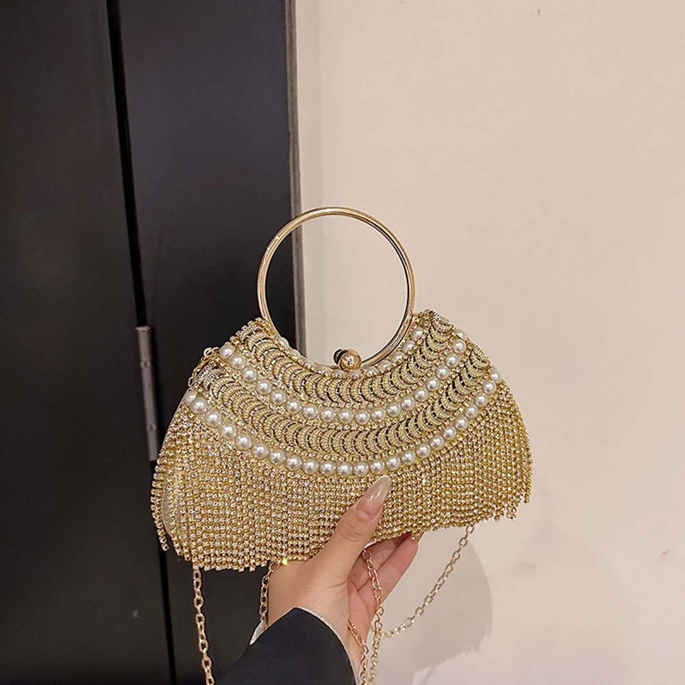 

Элегантная вечерняя сумка с бриллиантовыми кисточками, женская, новинка 2026 года, модная, с жемчужной вышивкой, сумка-бокс, на цепочке, кроссбоди, на плечо, дамская сумочка