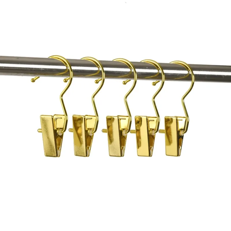 Hot Sale Portable  Multifunction Small Bright Gold Color Single Clips Metal Hangerfor  Home Travel Shoe Boot Towel Sock