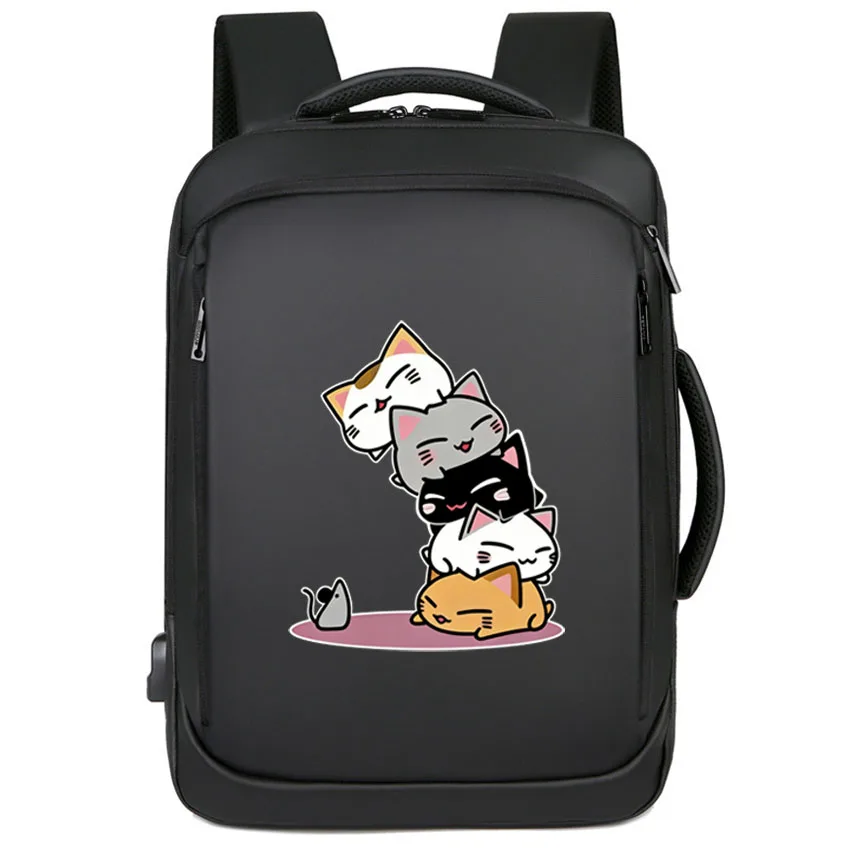 

Men Laptop Backpack For Women's School Backpack Male Travel Bag Human Pyramid Cat Cartoon Printed Boy Girl Rucksack PU