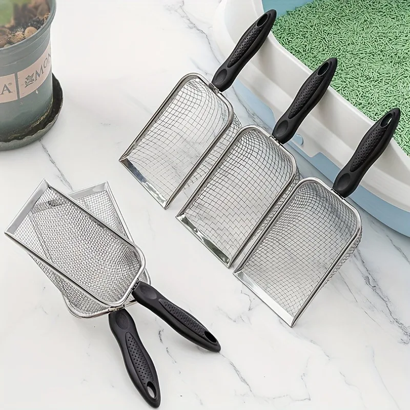 1pc PetCare Stainless Steel Cat Litter Scoop, Fine Mesh Shovel for Bentonite, Walnut Sand, Non-Electric Pet Supplies for Cats