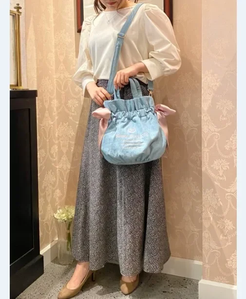 Sac à main en denim avec nœud papillon pour femme, sac à bandoulière, sac fourre-tout, doux, initié, style japonais, mignon, nouveau, automne, hiver, E27