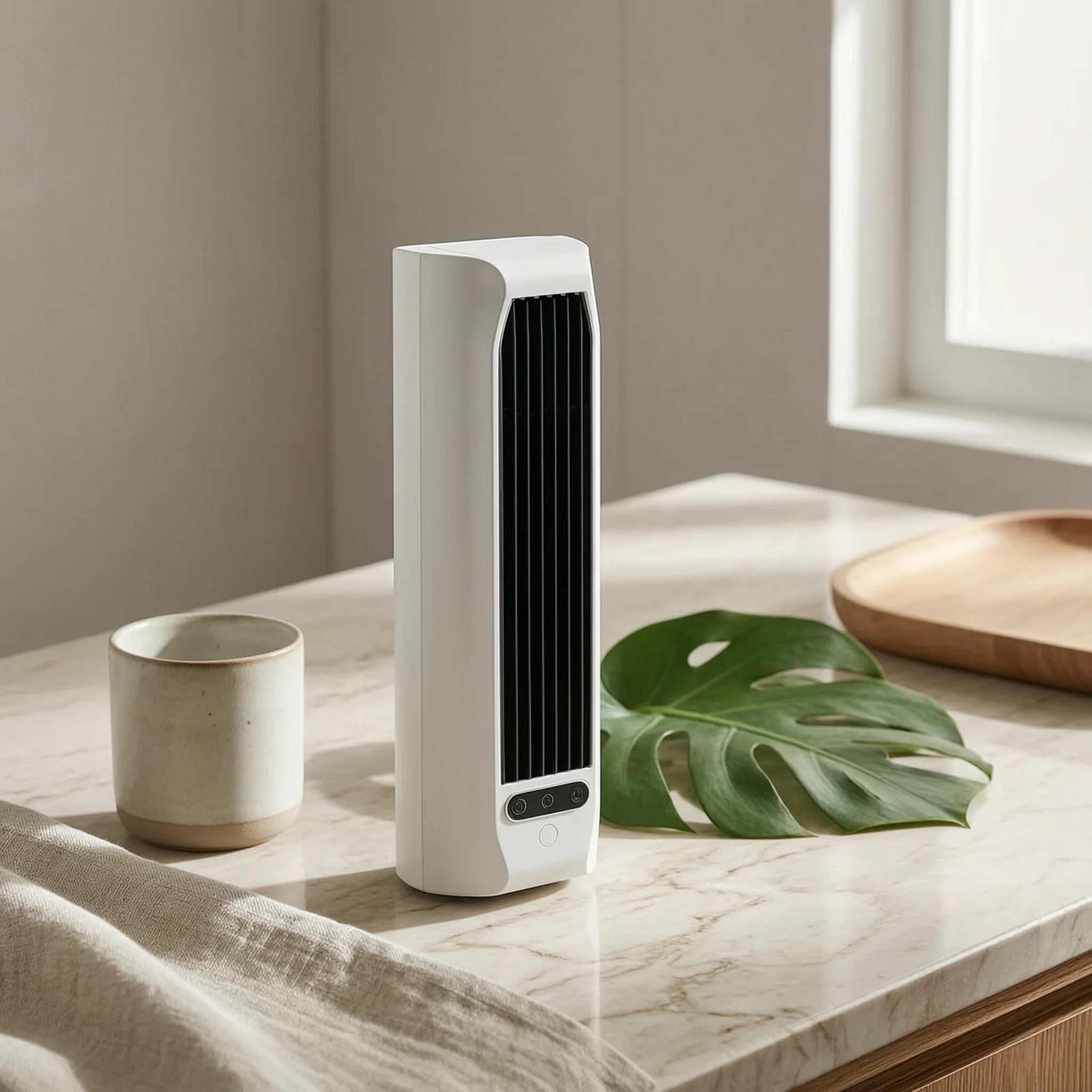 Ventilador com Suporte para Telefone, Ventilador de Mesa Retangular Alto, Eletrodoméstico com Bordas Arredondadas para Colocação Vertical