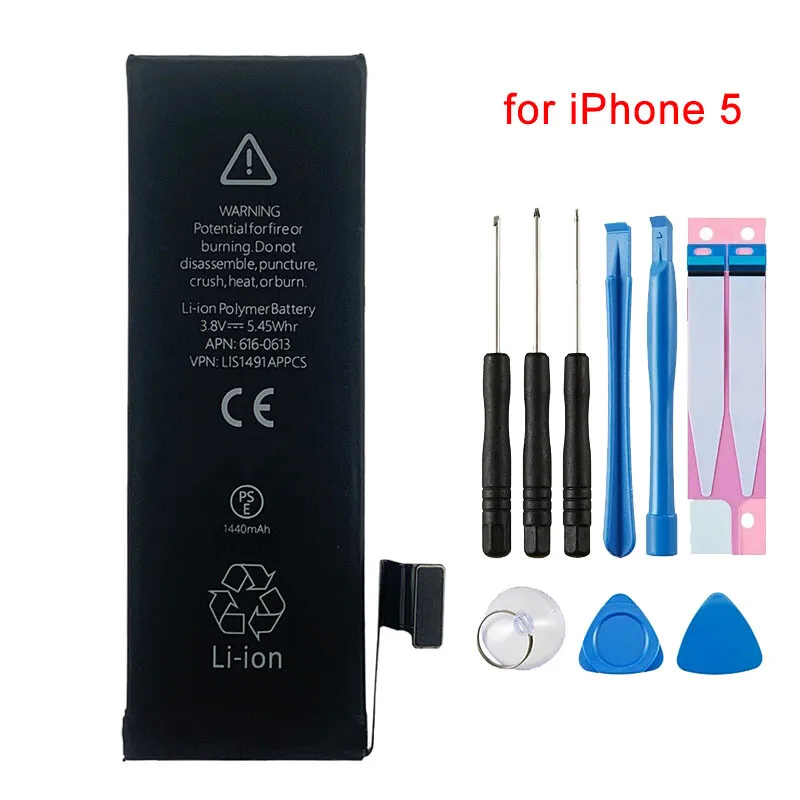 1440mAh Replacement Battery for iPhone 5 with Adhesive Tape + Tools Kit