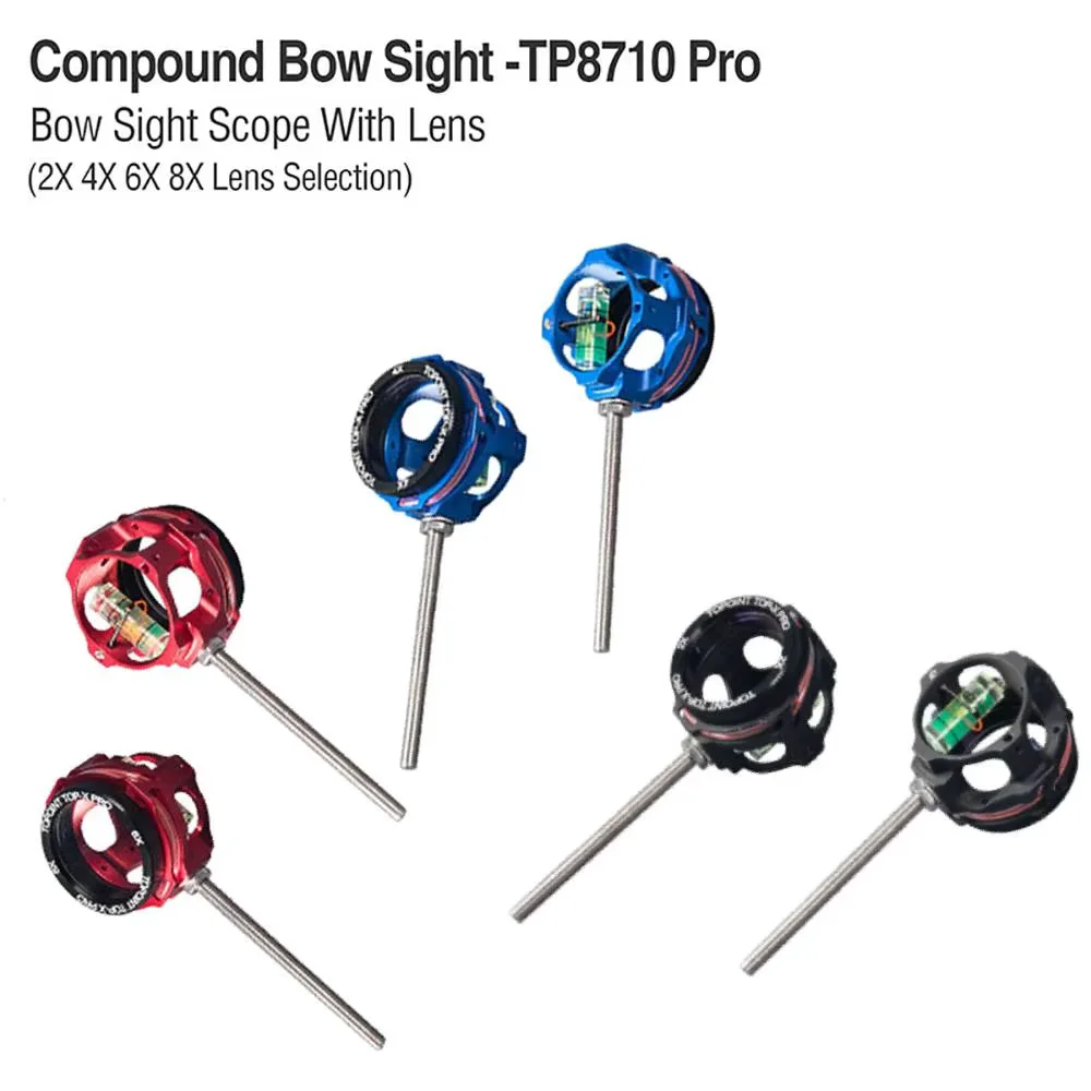 Archery TP8710 PRO Training Scope 2X/4X/6X/8X Compound Bow Sight Optic Fiber Sight Pin Shooting