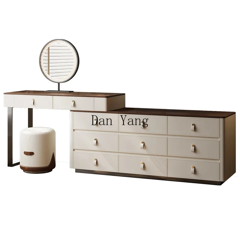 YJ dresser, chest cabinet, integrated medieval style, saddle leather, bed tail, walnut makeup table, nine chest cabinets, storag