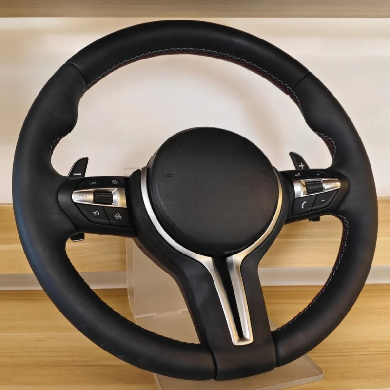 For BMW E chassis E60, round silver frame T-shaped steering wheel assembly modification