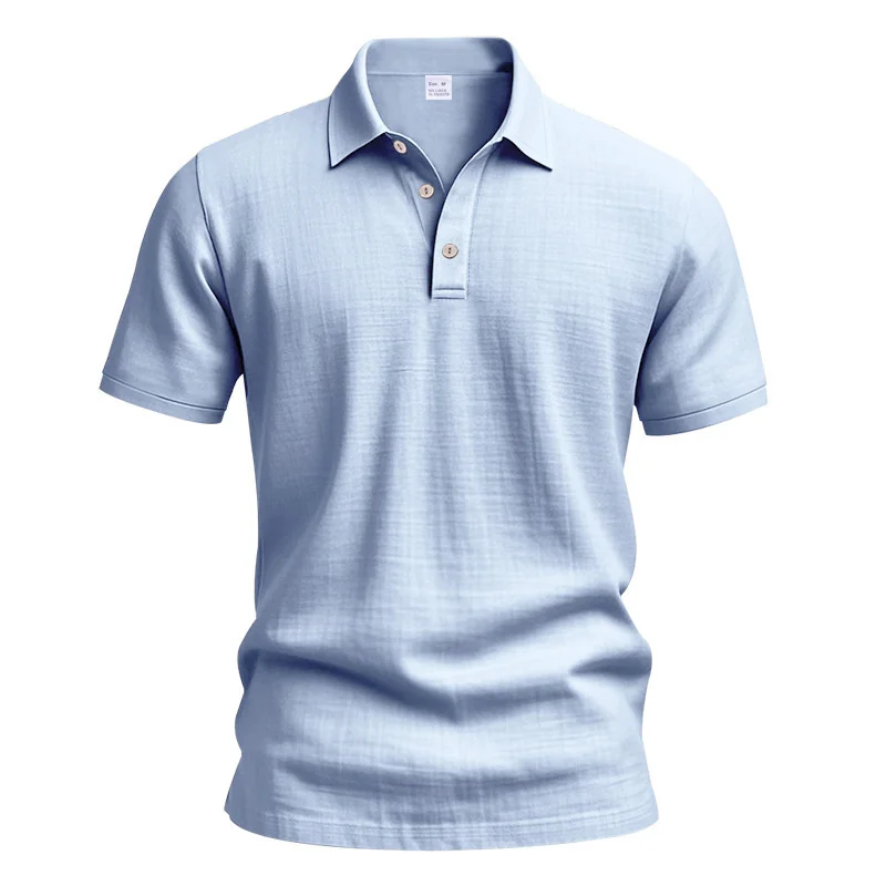 Hochwertiges Baumwoll-Leinen-Kurzarm-Polohemd für Herren, lässiges, lockeres, bequemes Hemd, Sommer-T-Shirt, Knopfleiste, Umlegekragen, Oberteile – Detail 25