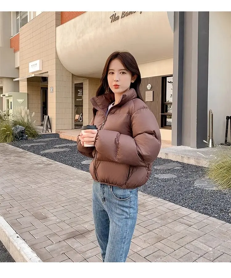 

Chic Cropped Puffer Coat for Petite Women, 2026 Insulated Stand-Collar Jacket with White Duck Down, Winter Fashion
