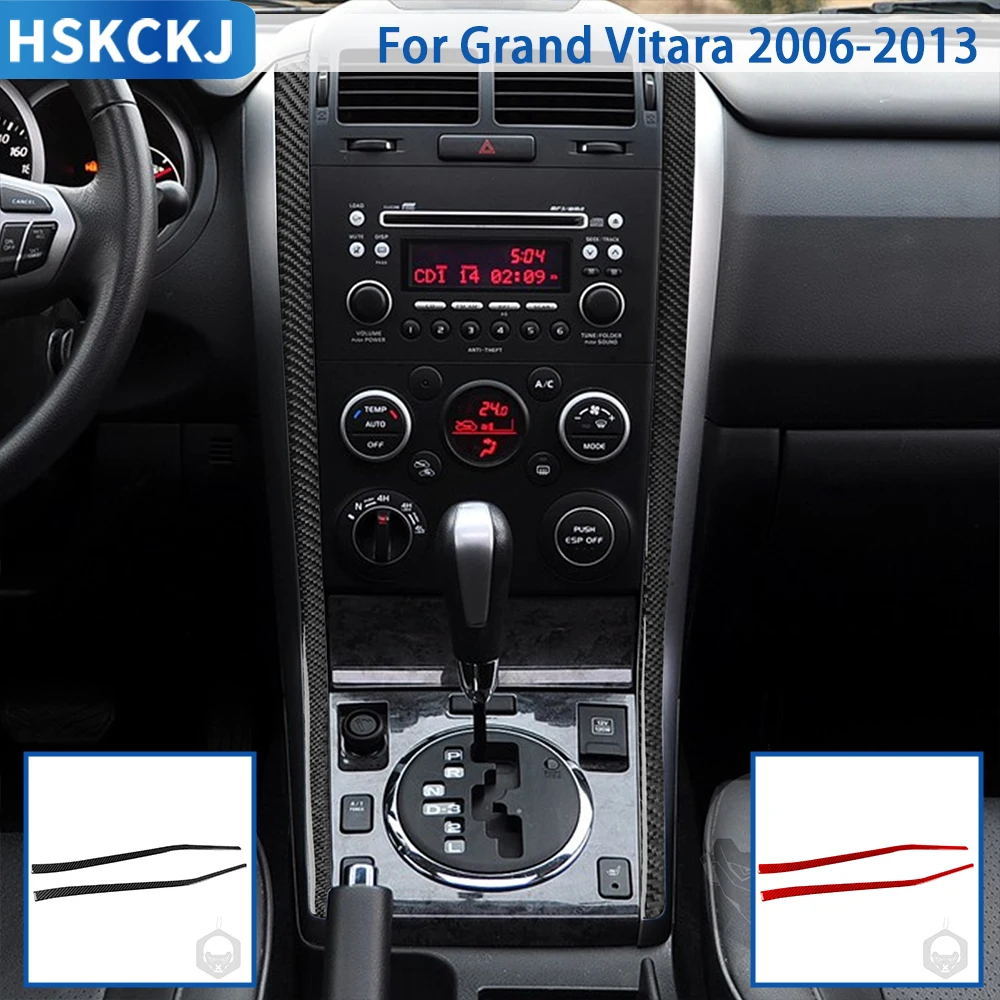 For Suzuki Grand Vitara 2006-2013 Accessories Carbon Fiber Center Control Side Strips Trim Sticker Decoration Car Interior