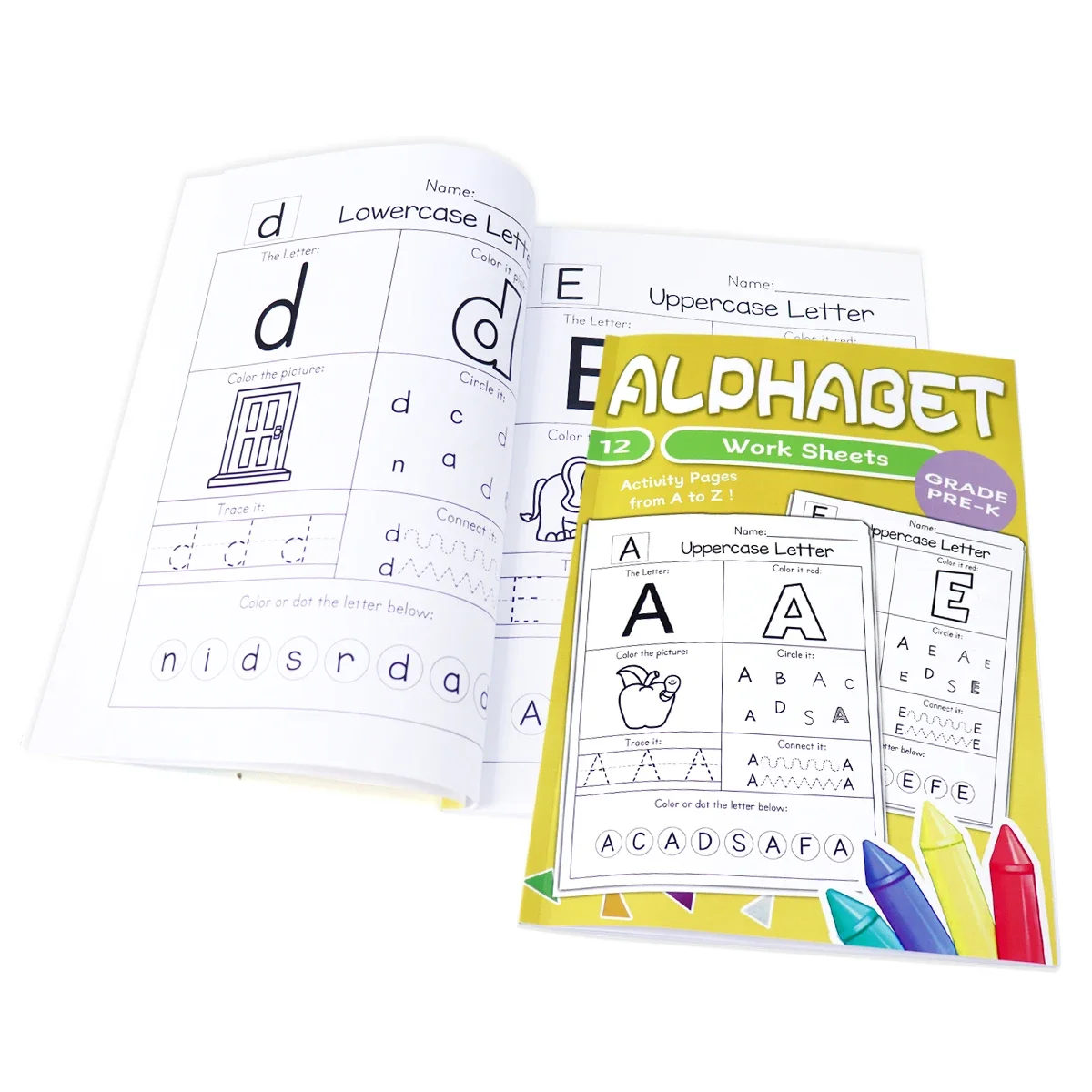 Children's alphabet coloring book, cute cartoon patterns, preschool early education workbook, boost your baby's hands-on skills