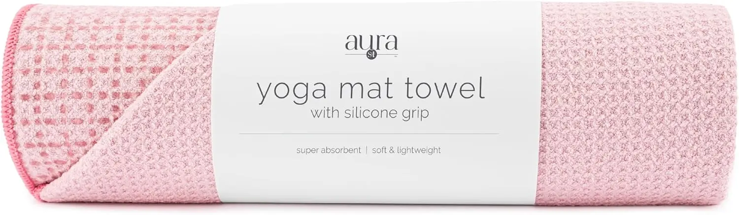 

Нескользящее полотенце для йоги, мягкое и впитывающее, для спортзала, пилатеса, горячей йоги, 24x72 дюйма, розовое