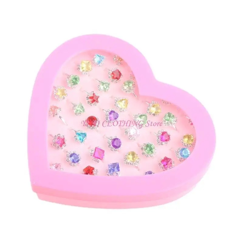 N5KF 12/36 Pcs/Box Cartoon Rings Novelty Adjustable Finger Rings Party for Kid