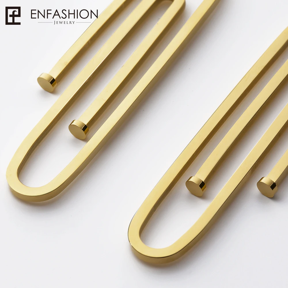 Enfashion Jewelry Geometric Long Pipe Dangle Earrings Gold color Stainless steel Long Drop Earrings For Women Earings EB171031