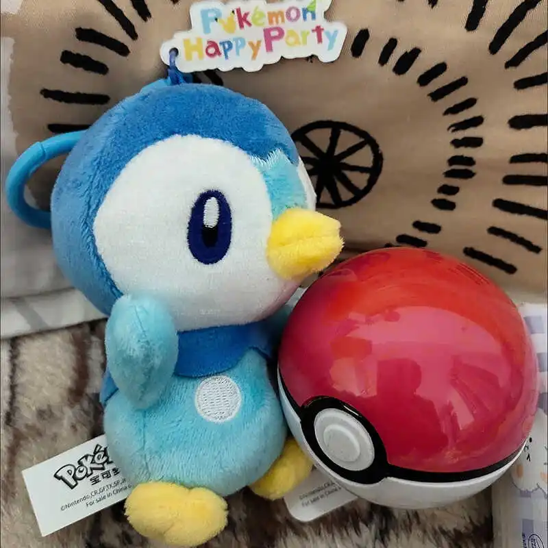12cm Genuine Original Pokemon Piplup Stuffed Plush Toys Plushie Keychain Animal Kawaii Pendant Doll Birthday Party Gift For Kids