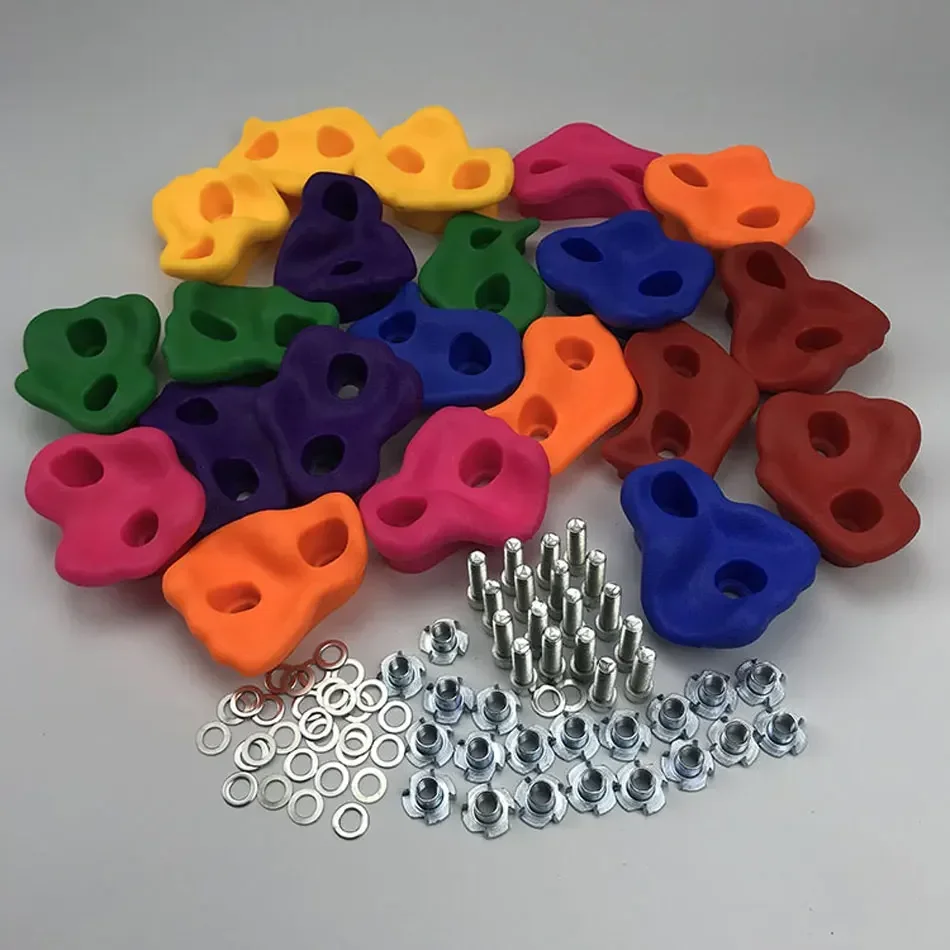 Children Wood Wall Climbing Stones Toys Kids Plastic Rock Climbing Holds Indoor Outdoor Playground DIY Rock Stone Wall