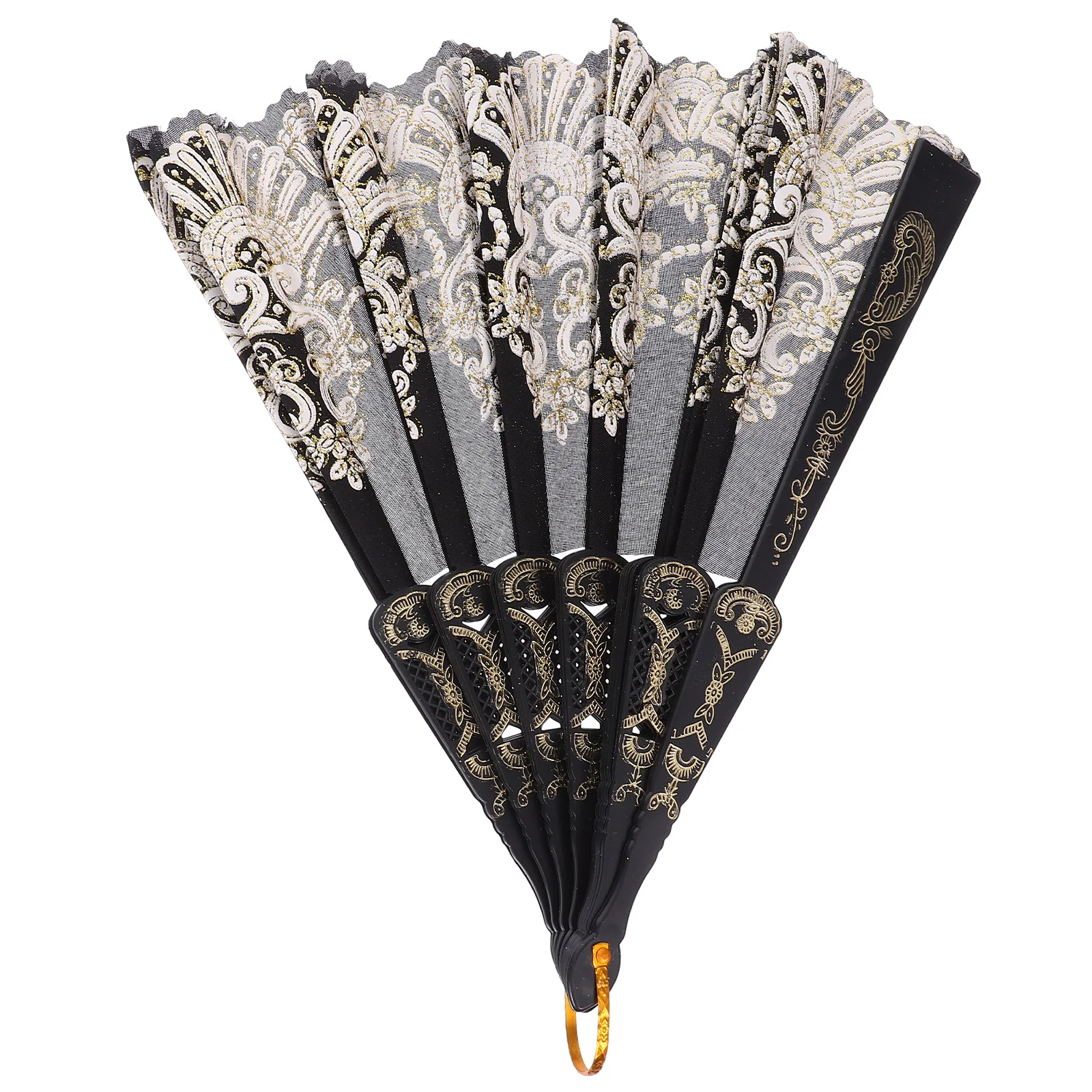 

Printed Folding Single Sided Elegant Asian Hand Fan For Wedding Party Decoration Vintage White Chinese Style Foldable Fan