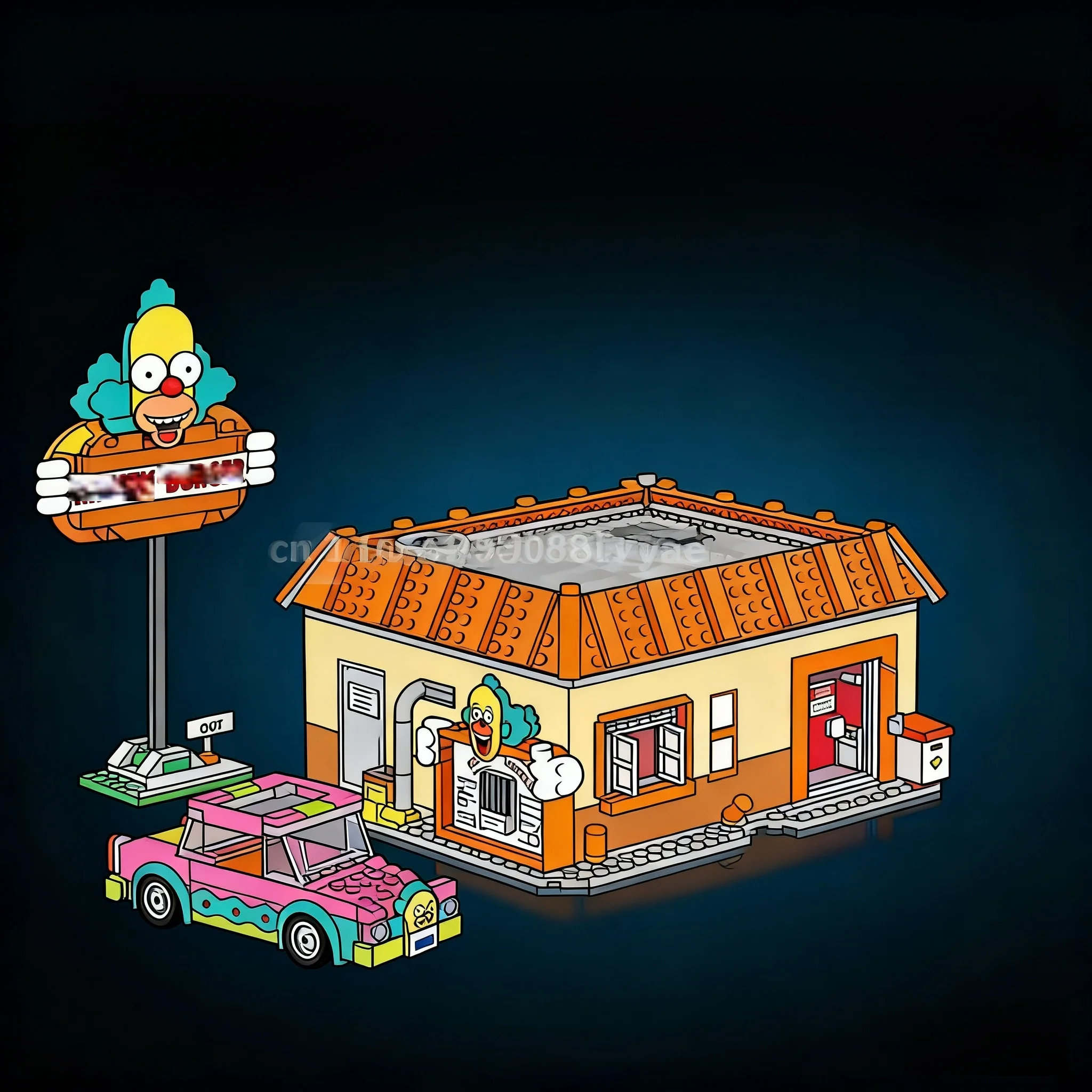 

1635 pieces of MOC City Krusty Creative Architecture Building Hamburg Architectural Pattern Brick Children's Christmas Gift Set