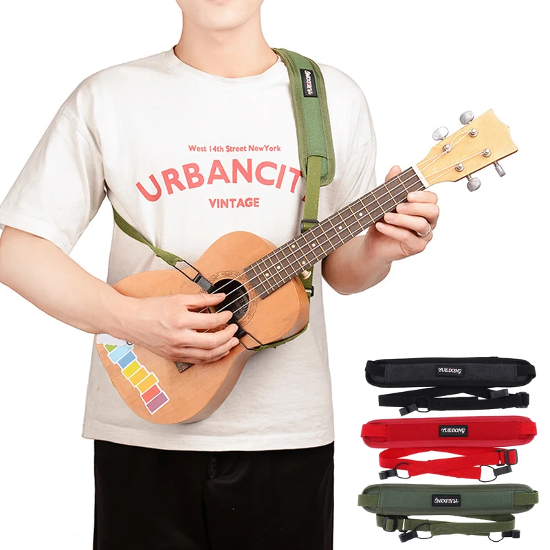 Ukulele Strap No Drill Hook Small Guitar Colourful Shoulder Straps Breathable Cotton Hang Band Fit Most Standard Sizes