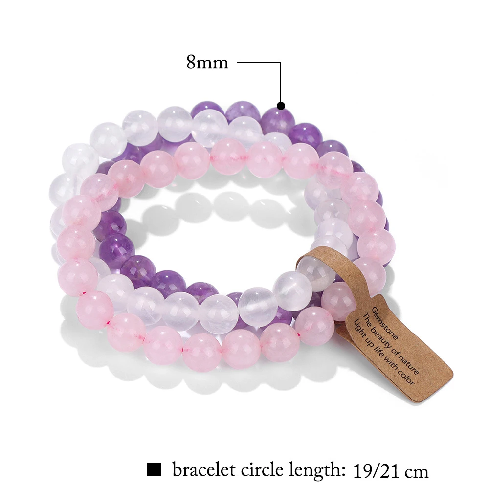 3Pcs/Lot Stone Beaded Bracelets Natural Stone Chalcedony Bracelets Women Men Energy Reiki Healing Yoga Bracelets Jewelry Pulsera