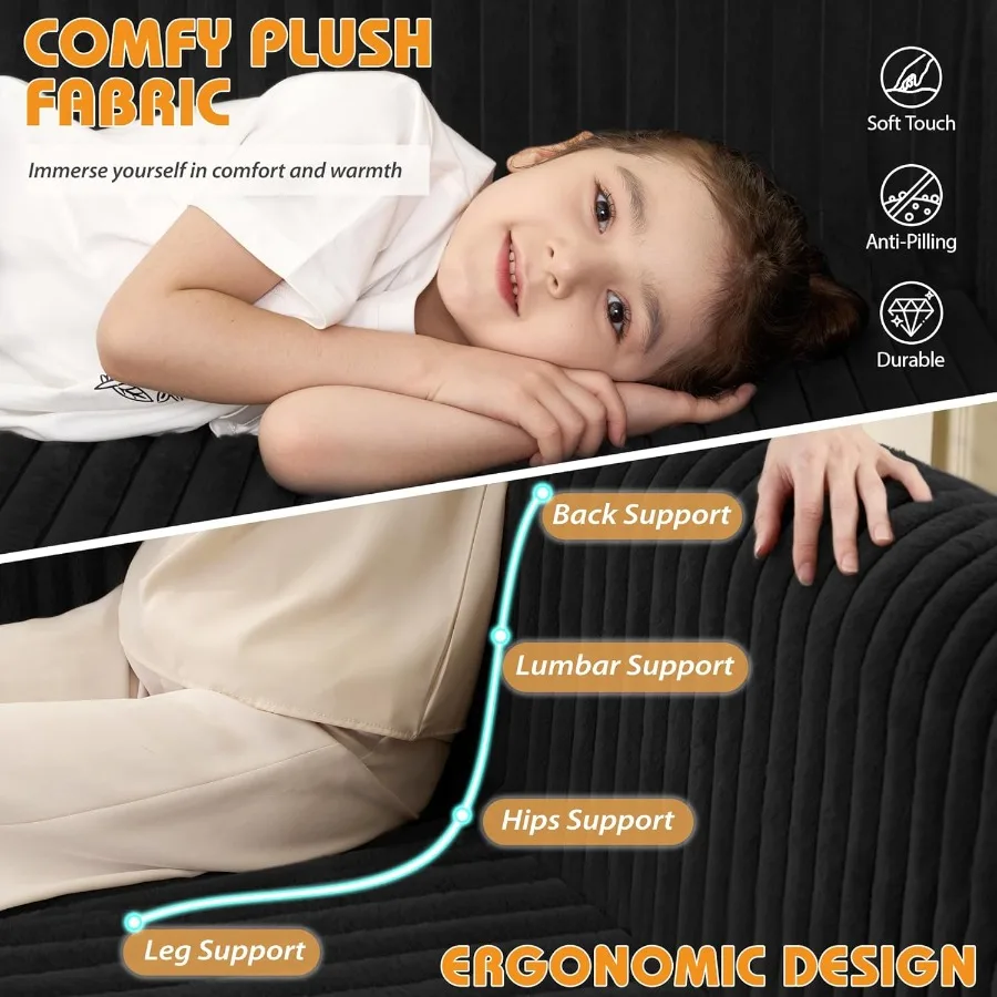 Klappbares Schlafsofa, 2-in-1, umwandelbarer Schlafstuhl mit Armlehne, tragbarer, ausklappbarer Stuhl, Bett, bequeme Bodencouch, multifunktionales La