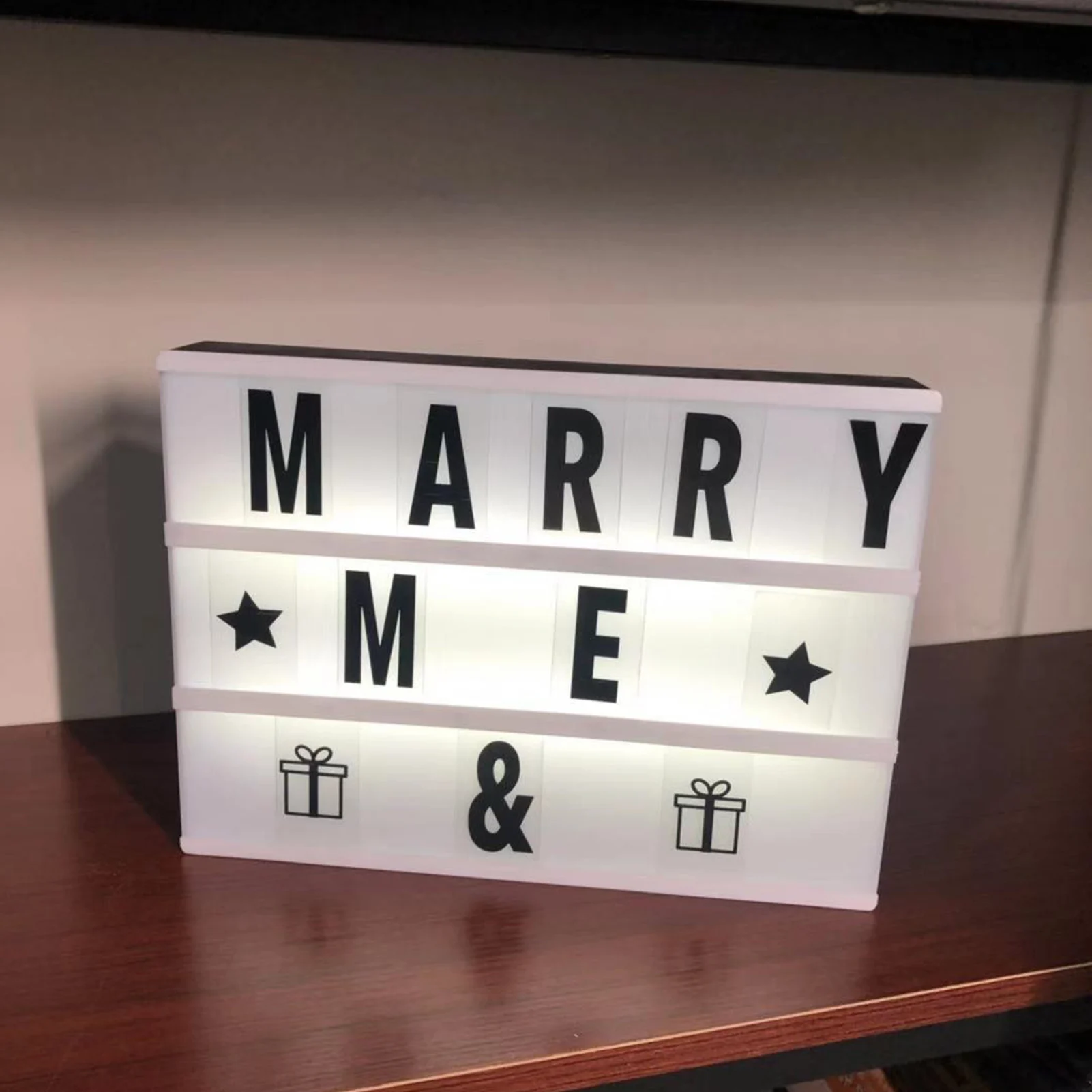 

Cinema Light Box With Letters DIY Warm Light Up Letter Box With 96 Lettering Sticker For Room Decoration