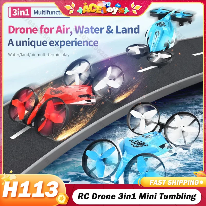 

3in1 JJRC H113 Drone Multifunctional Mini Airplane Waterproof Remote Control Boat Dron for Children Plane 360 Flipping 2Mode