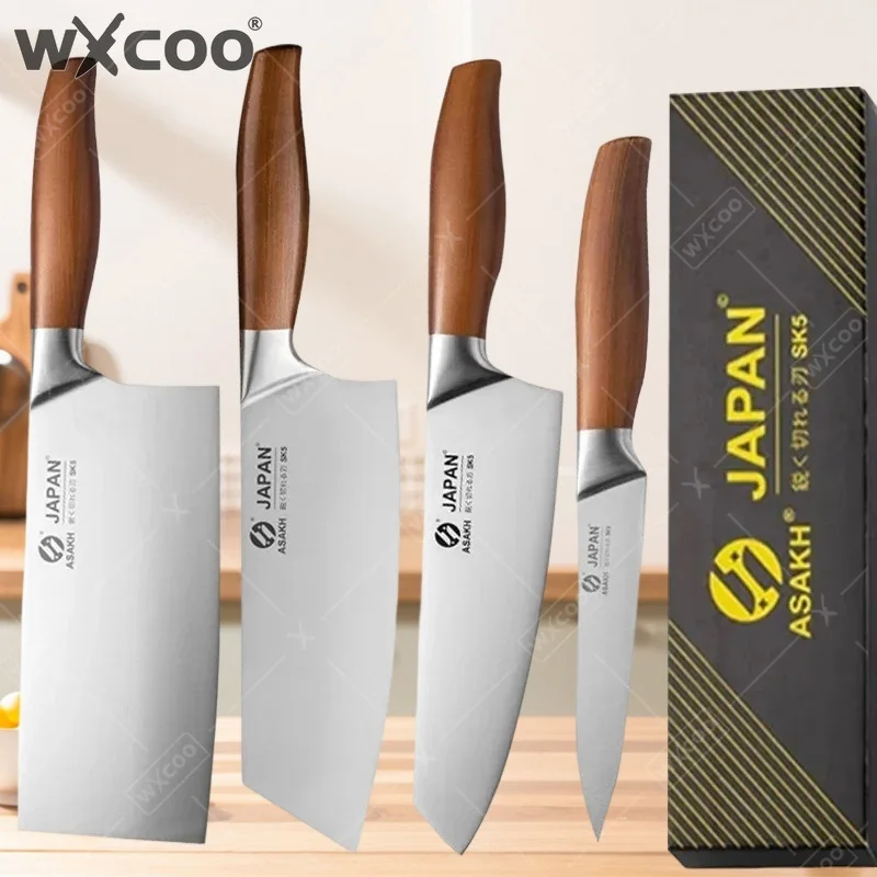 WXCOO Professionelle Küchenmesser Fleischbeil Fischfiletiermesser Japanisches Santoku-Messer Kochmesser Edelstahl-Kochmesser