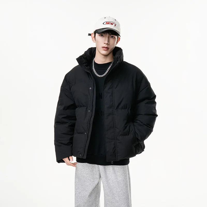 Man Down Jacket Winter Fashion Thicken Cold-proof Stand Collar Men Coat Long Sleeve Zipper Loose Versatile Male Outerwear