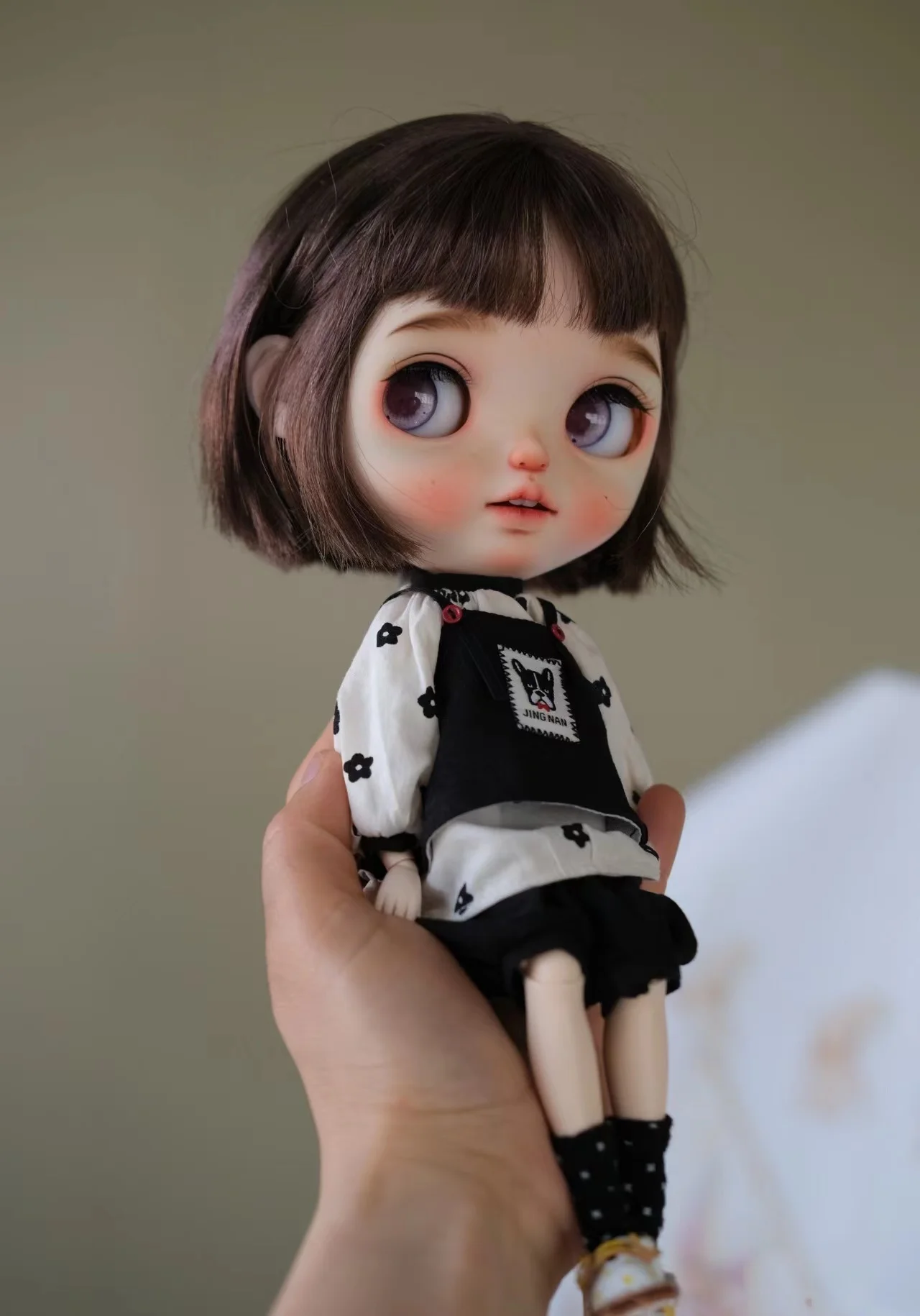 BJD Blythe Clothes Black Flower Puppy dress Suit 1/6 30cm Dolls (Fit  Pullip,Ob24, Licca、qbabyICY, JerryB, 1/6 Doll)