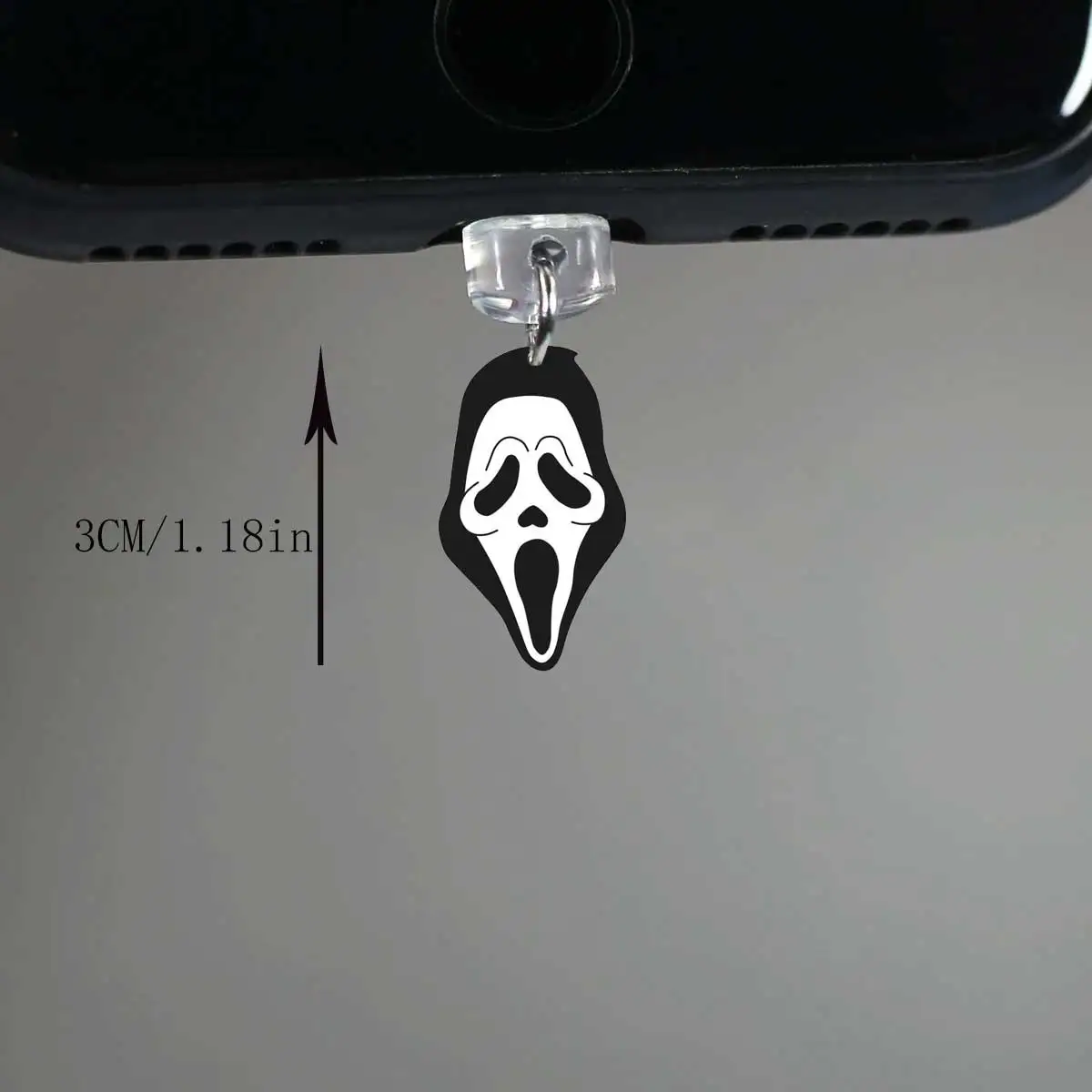 Colgante acrílico con cara de fantasma para teléfono, tapón antipolvo para iPhone, xiaomi, Samsung, accesorios para teléfono con cara de fantasma