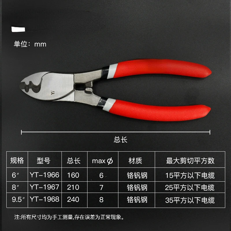 YT-1966 Chromium Vanadium Alloy Steel Forging High Hardness Cable Cutter Wire Stripper