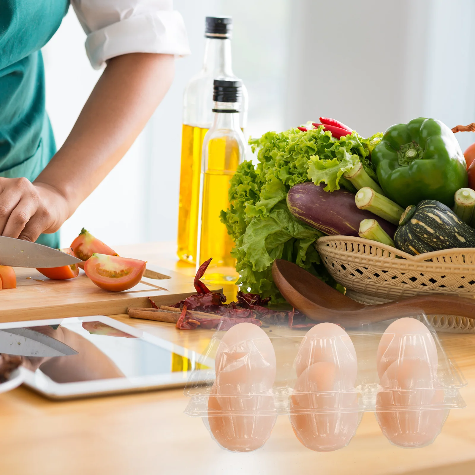 

50pcs Carton For 6 Eggs Clear Reusable Plastic Box Stackable Storage Container Kitchen Organizer Pvc Egg Tray Holder Bulk Egg