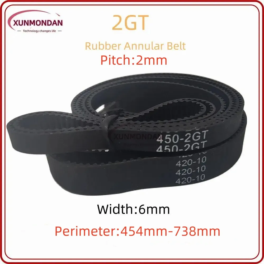 2GT GT2 Width:6mm  Pitch 2mm High-Quality Rubber Closed-Loop Timing Belt, Belt Circumference 454mm-738mm, Used For 3D Printers