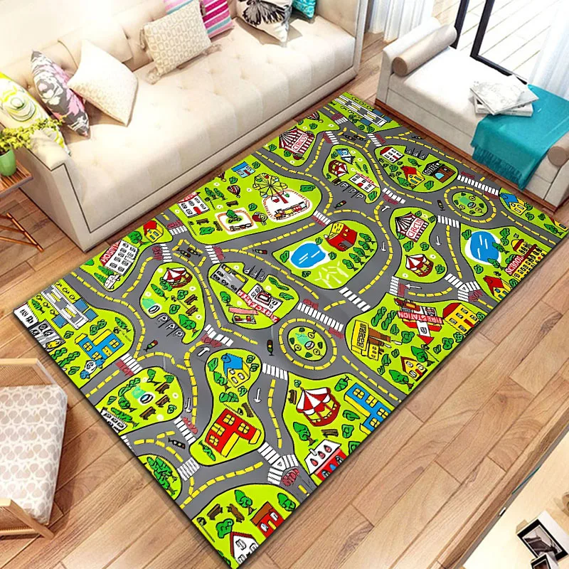 Kids Carpet City Play Mat, Learn & Have Fun Safely for Cars & Toys，Pack Playmat City Life Carpet for Kids,Play Room Rug 15 Sizes